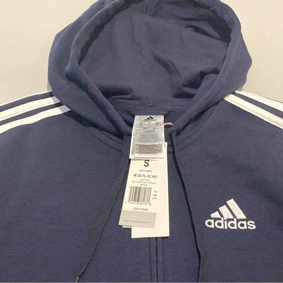 Adidas Dark Blue Hoodie with White Accents - Picture 3 of 7